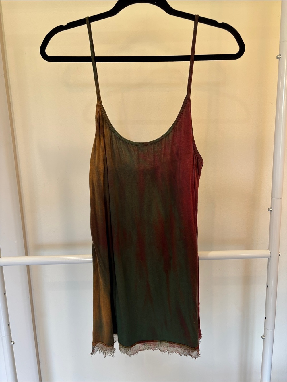 Tie-Dye Spaghetti Strap Slip Cami - Green & Brown